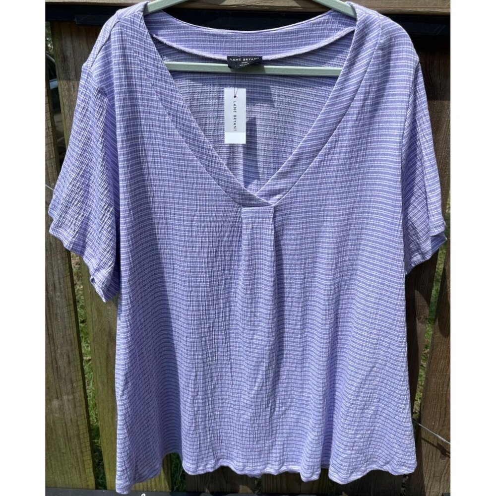 Lane Bryant Womens Plus Size 26/28 Lavender V-Neck Short Sleeve Top